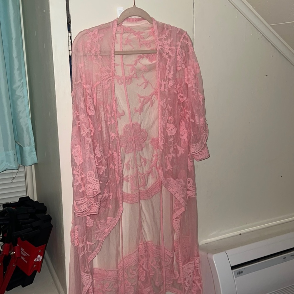 pink lace cover up